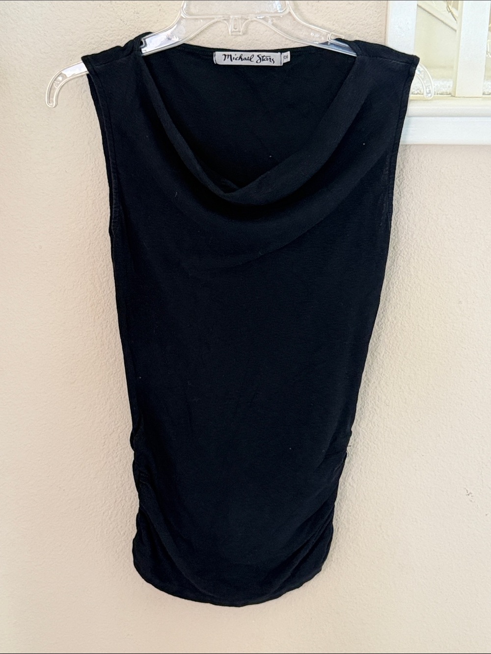 Michele Stars Black Sleeveless Cowl Neck Top